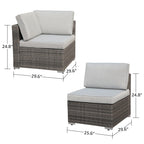 Ensemble de 2 canapés d'angle sectionnels en osier pour patio