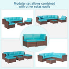 Ensemble de 2 canapés d'angle sectionnels en osier pour patio