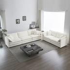 Ensemble de 2 canapés surdimensionnés à assise extra profonde et rembourrés en chenille avec canapé 3 places et causeuse