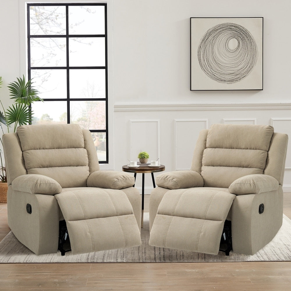Ensemble de 2 fauteuils inclinables manuels classiques et traditionnels