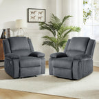 Ensemble de 2 fauteuils inclinables manuels en velours côtelé avec repose-pieds