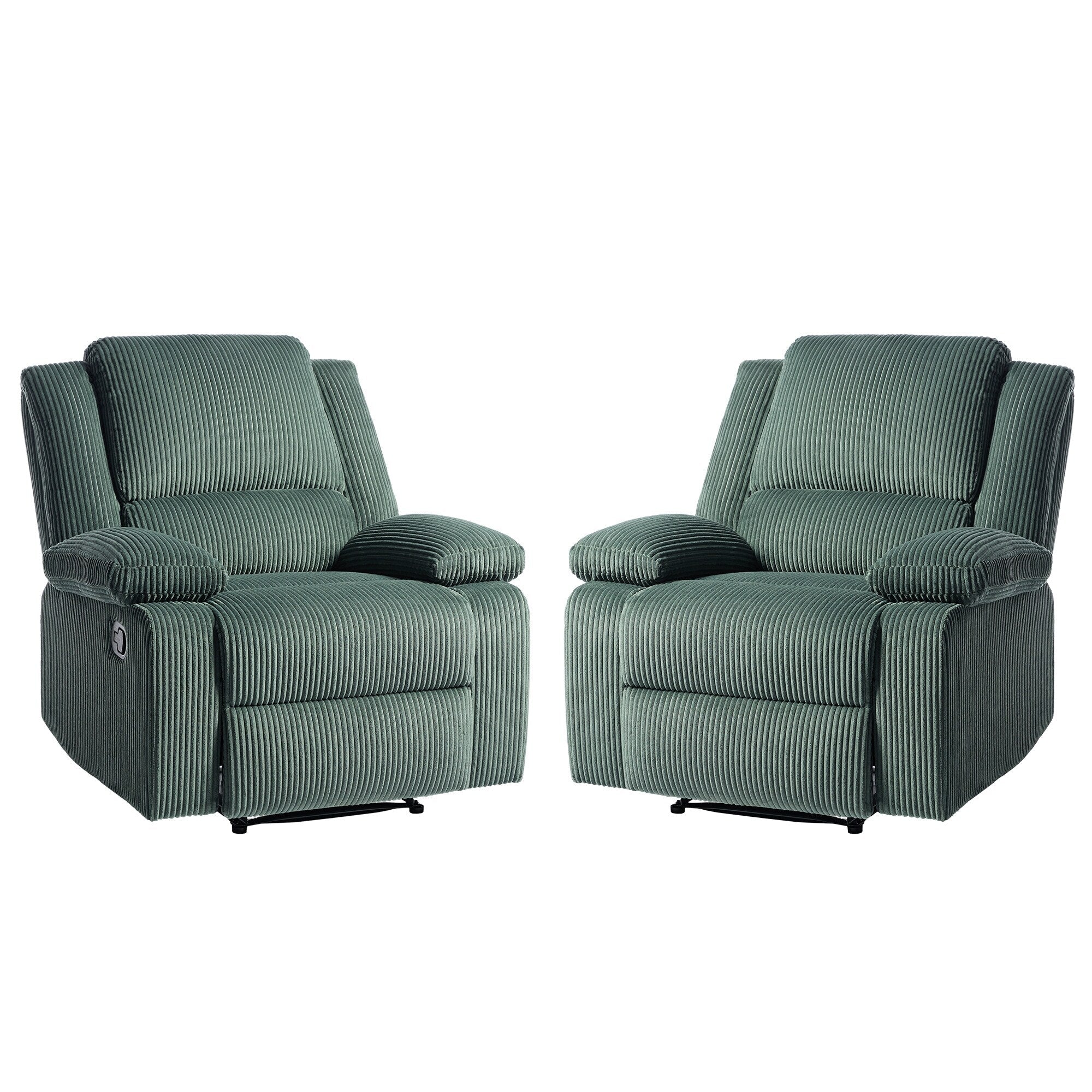 Ensemble de 2 fauteuils inclinables manuels en velours côtelé avec repose-pieds