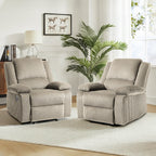 Ensemble de 2 fauteuils inclinables manuels en velours côtelé avec repose-pieds