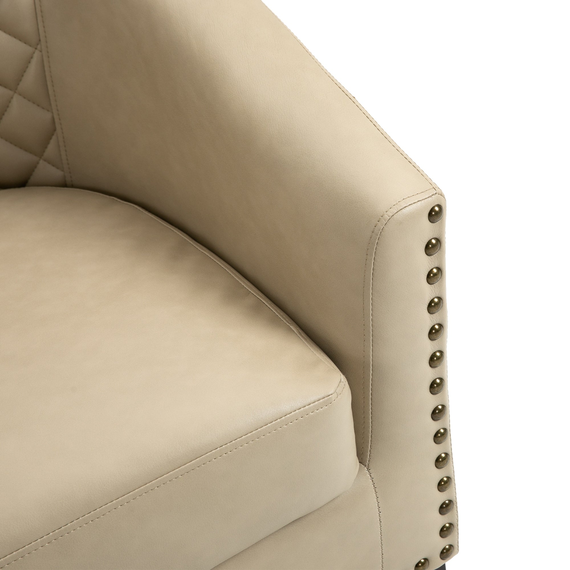 Lot de 2 chaises d'appoint tonneau en cuir vegan de 29 W avec garniture cloutée