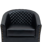 Lot de 2 chaises d'appoint tonneau en cuir vegan de 29 W avec garniture cloutée