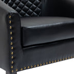 Lot de 2 chaises d'appoint tonneau en cuir vegan de 29 W avec garniture cloutée
