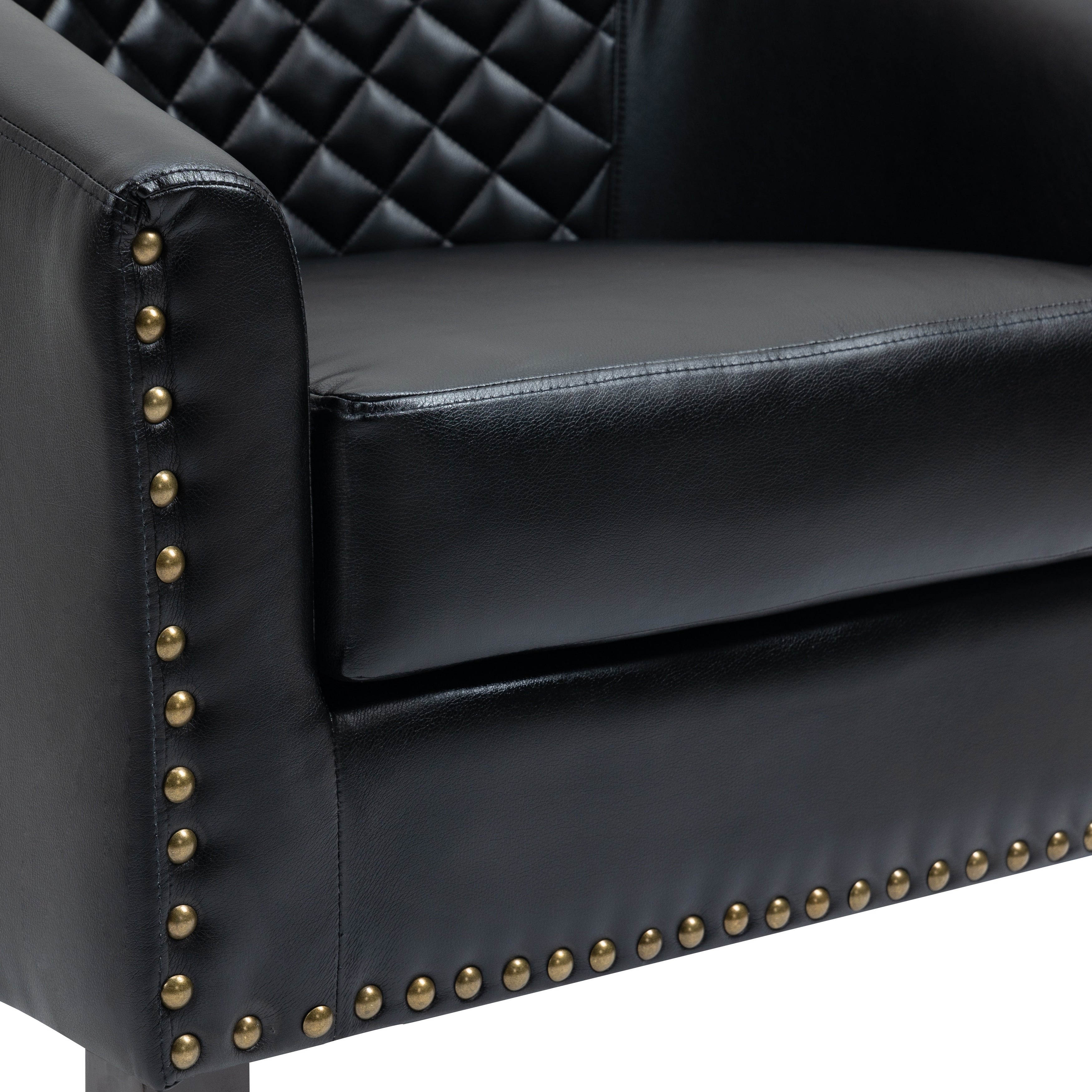 Lot de 2 chaises d'appoint tonneau en cuir vegan de 29 W avec garniture cloutée