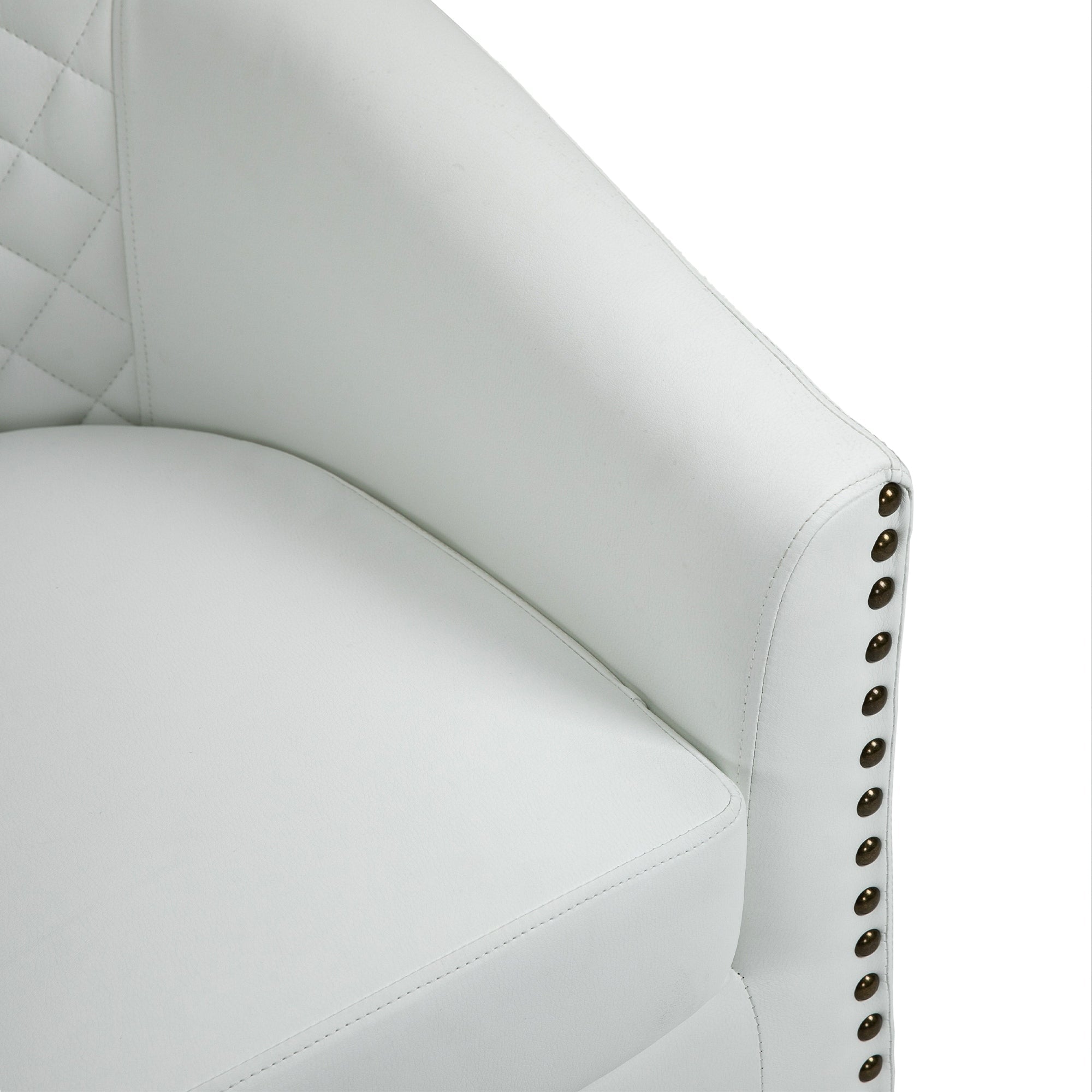 Lot de 2 chaises d'appoint tonneau en cuir vegan de 29 W avec garniture cloutée