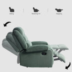 Lot de 2 fauteuils inclinables manuels modernes en velours côtelé, fauteuil d'appoint surdimensionné avec accoudoirs larges