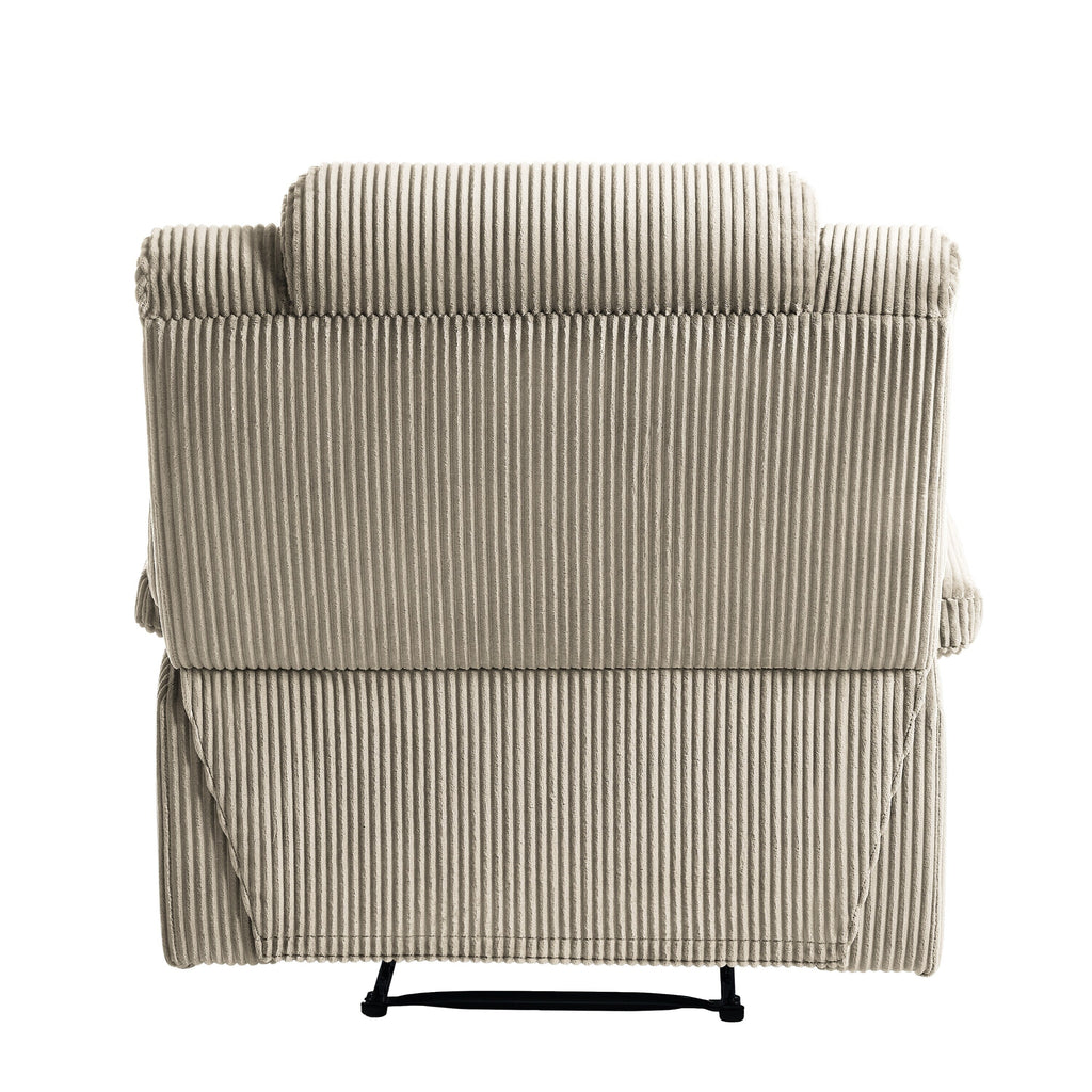 Lot de 2 fauteuils inclinables manuels modernes en velours côtelé, fauteuil d'appoint surdimensionné avec accoudoirs larges