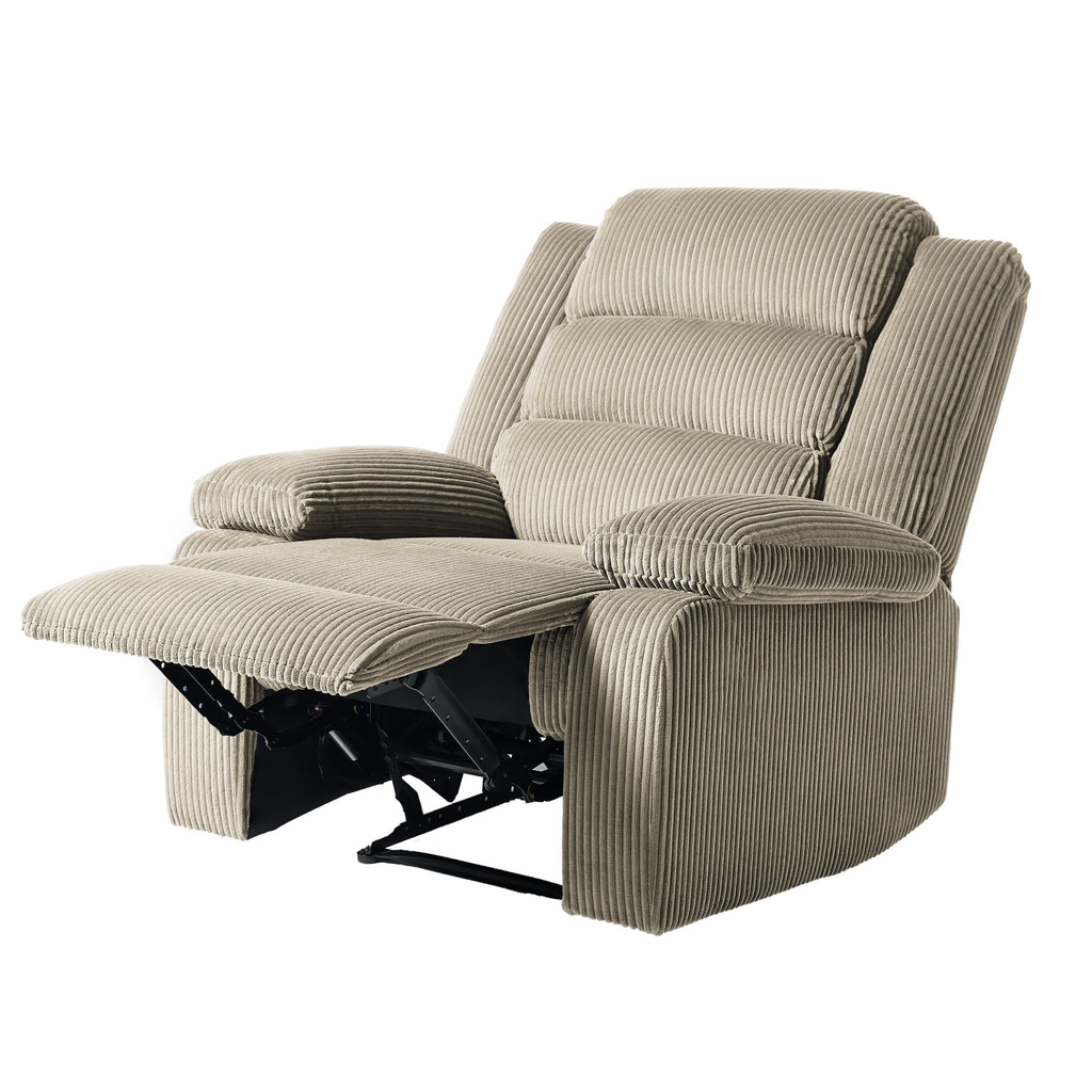 Lot de 2 fauteuils inclinables manuels modernes en velours côtelé, fauteuil d'appoint surdimensionné avec accoudoirs larges