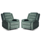 Lot de 2 fauteuils inclinables manuels modernes en velours côtelé, fauteuil d'appoint surdimensionné avec accoudoirs larges