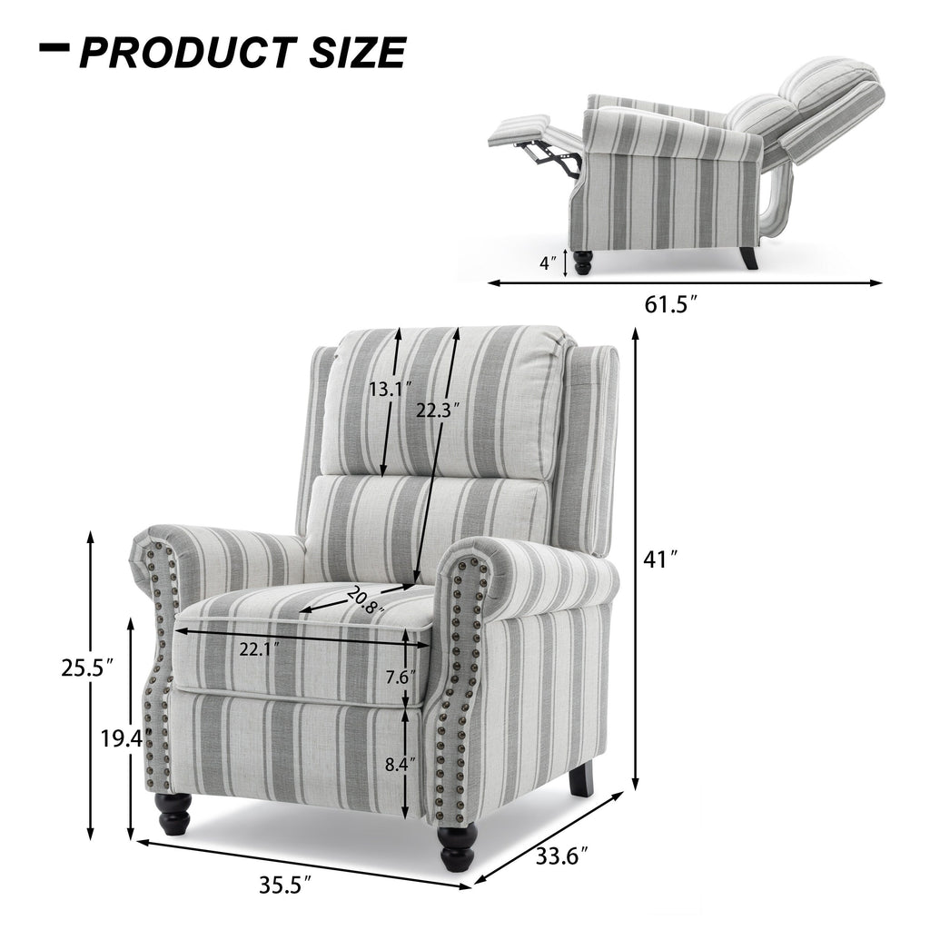 Ensemble de 2 fauteuils inclinables rembourrés à tête de clou