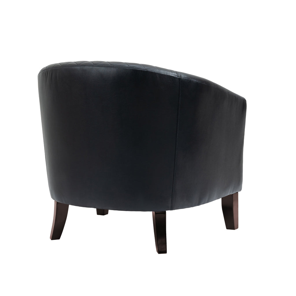 Lot de 2 chaises d'appoint tonneau en cuir vegan de 29 W avec garniture cloutée