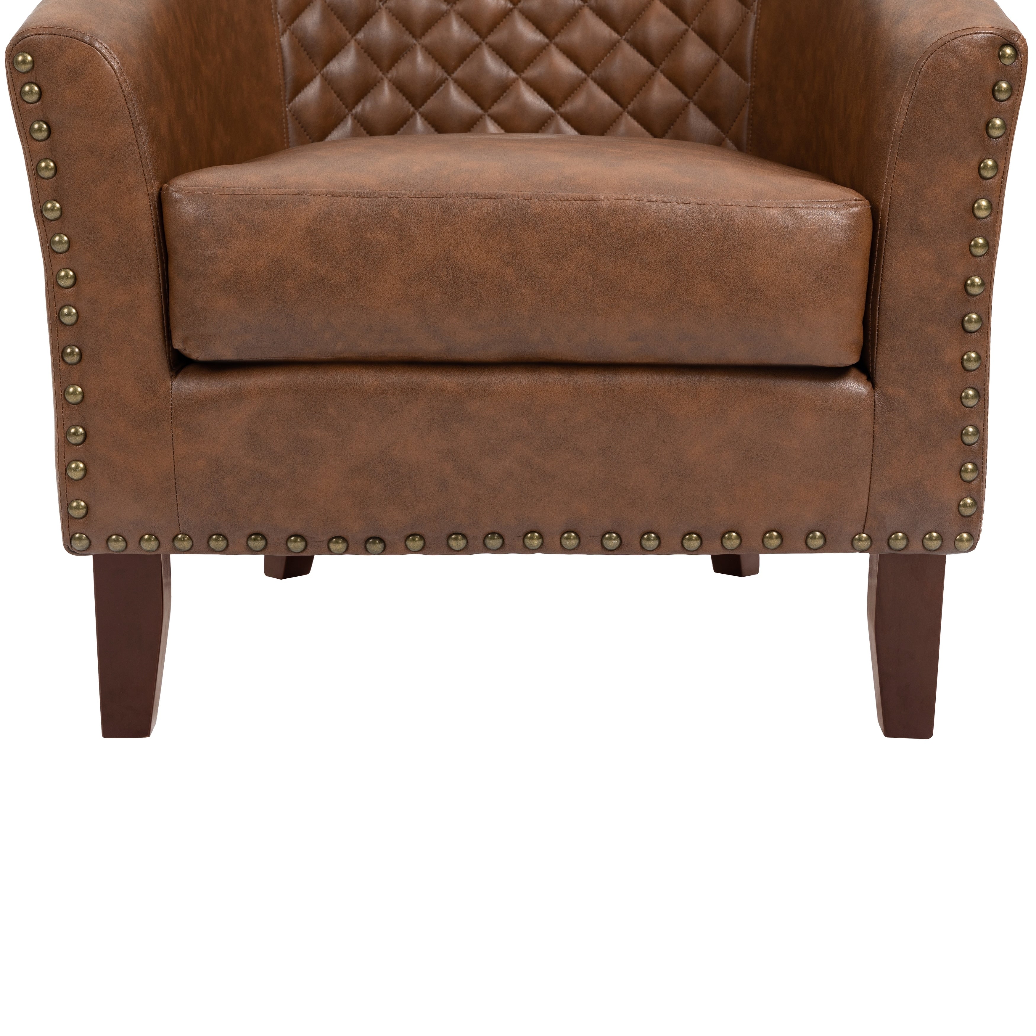 Lot de 2 chaises d'appoint tonneau en cuir vegan de 29 W avec garniture cloutée