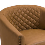 Lot de 2 chaises d'appoint tonneau en cuir vegan de 29 W avec garniture cloutée