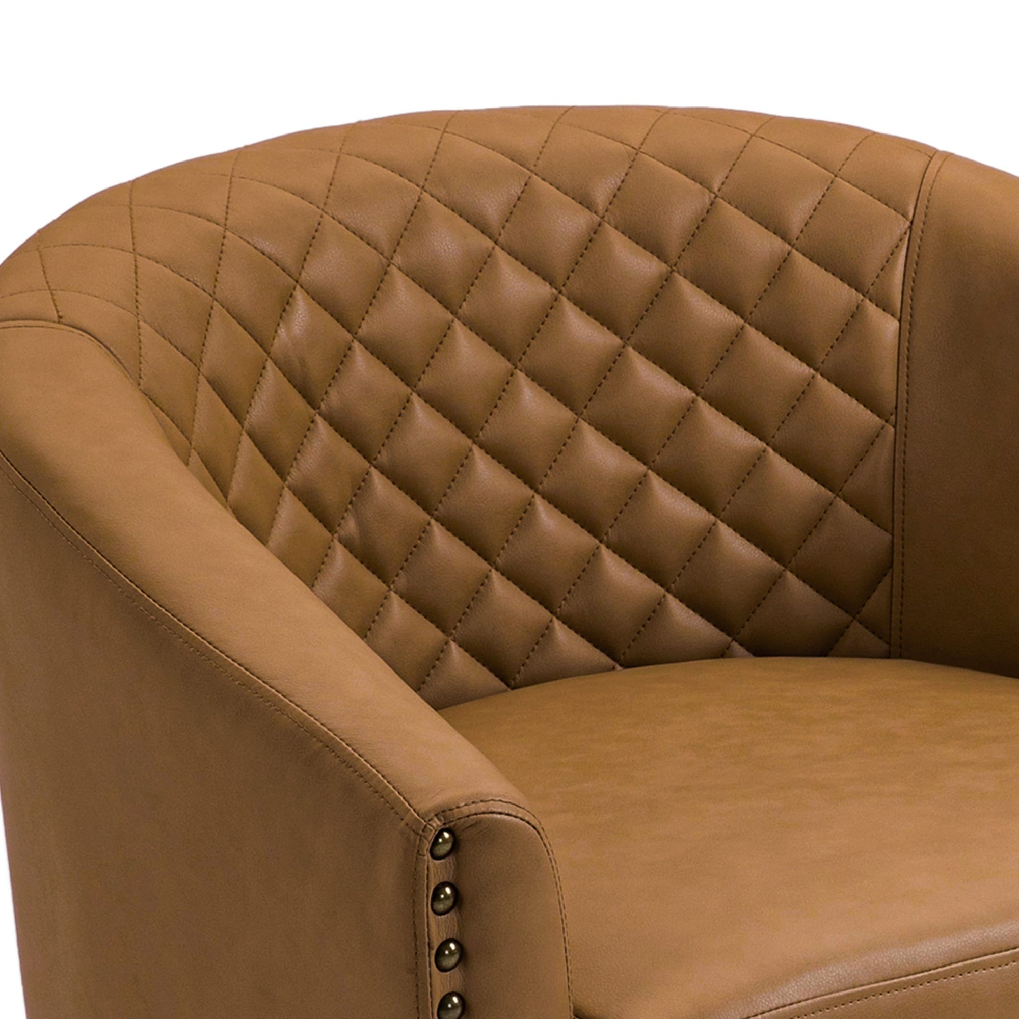 Lot de 2 chaises d'appoint tonneau en cuir vegan de 29 W avec garniture cloutée