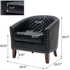Lot de 2 chaises d'appoint tonneau en cuir vegan de 29 W avec garniture cloutée
