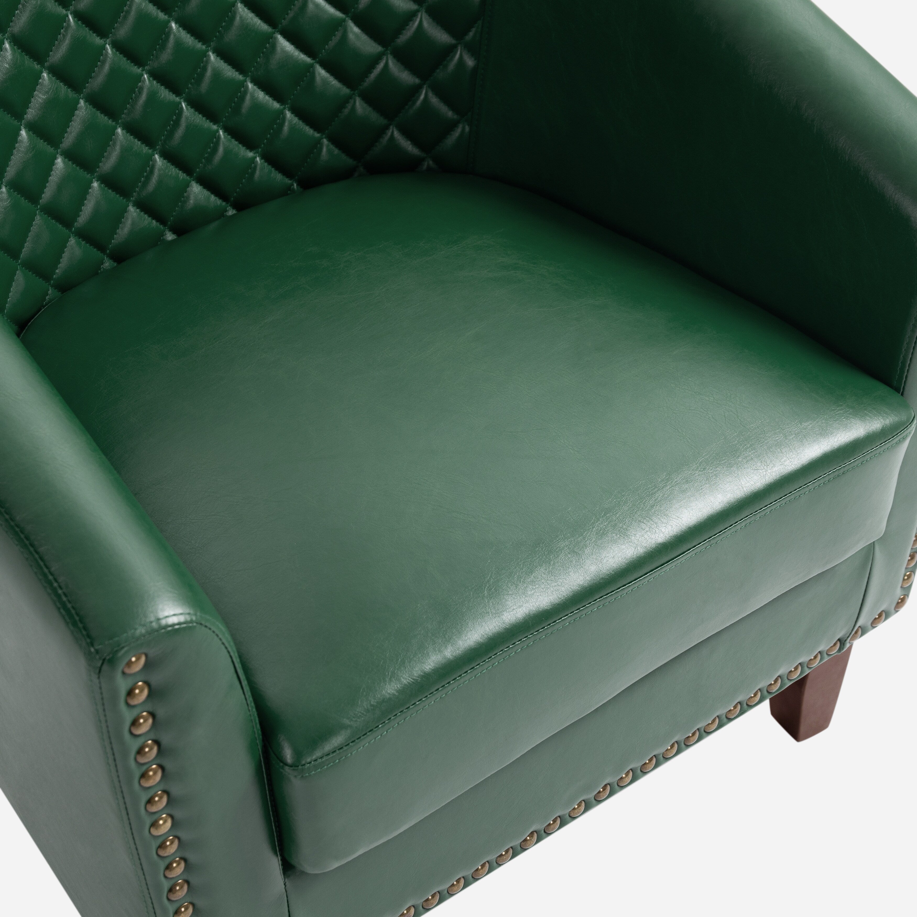 Lot de 2 chaises d'appoint tonneau en cuir vegan de 29 W avec garniture cloutée