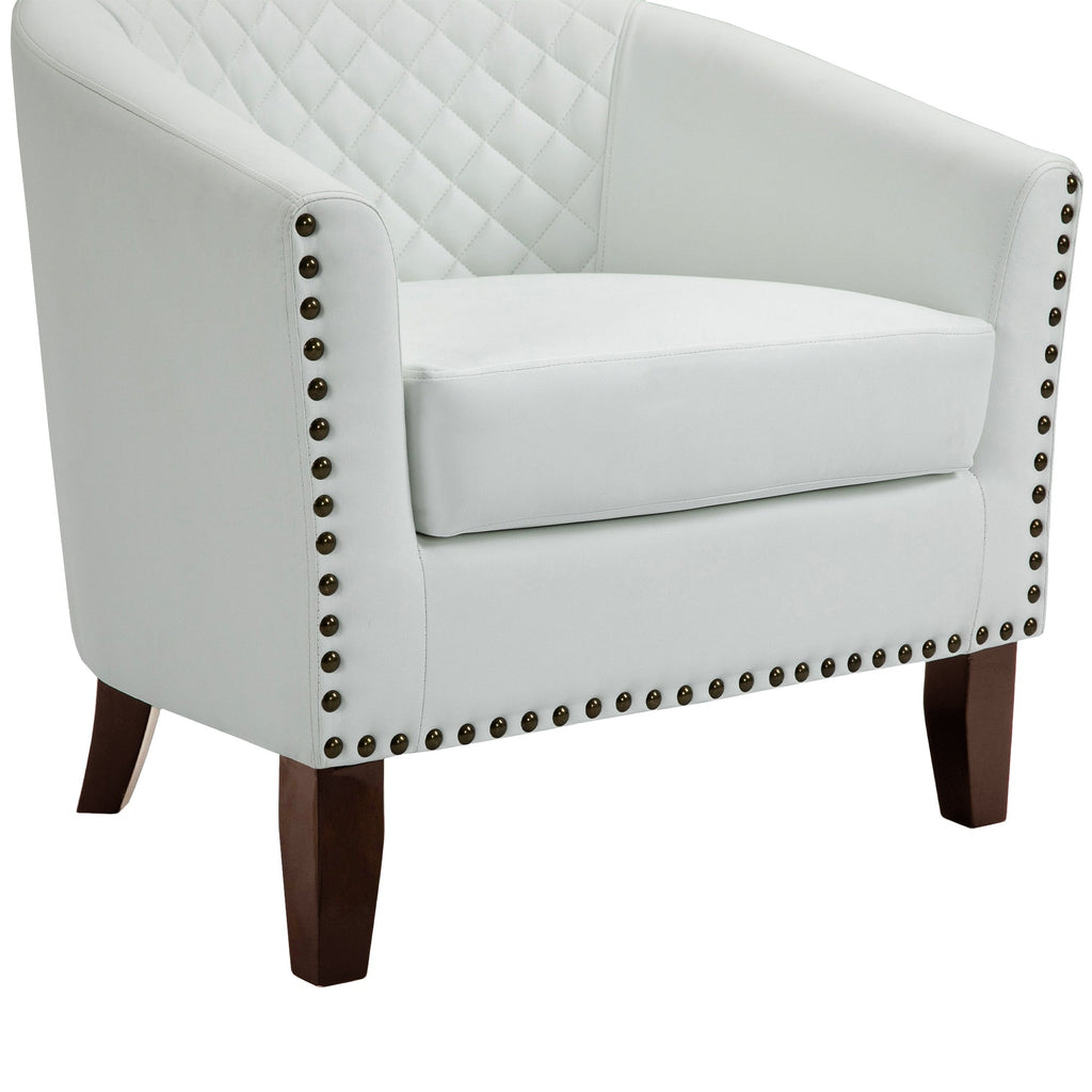 Lot de 2 chaises d'appoint tonneau en cuir vegan de 29 W avec garniture cloutée