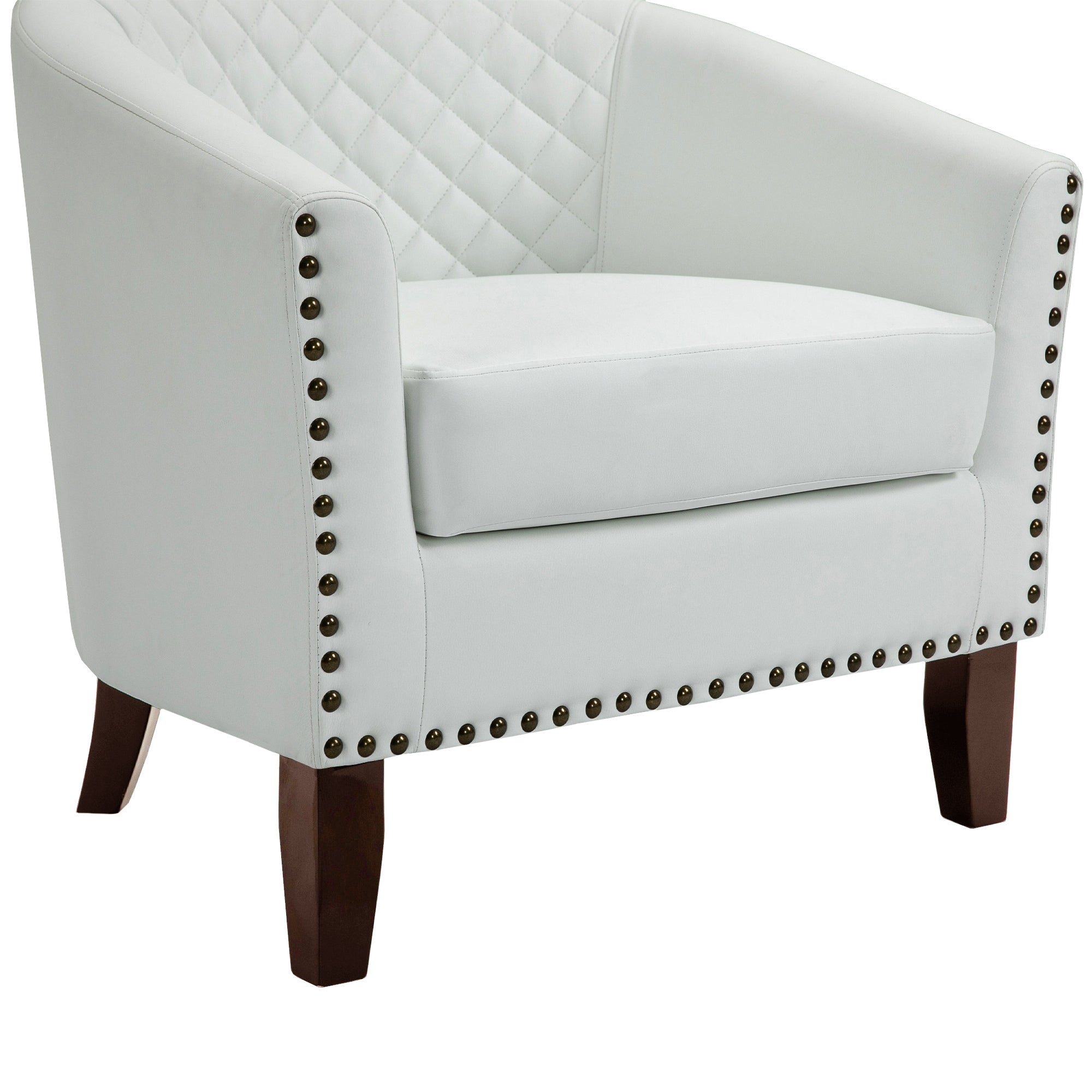 Lot de 2 chaises d'appoint tonneau en cuir vegan de 29 W avec garniture cloutée
