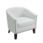 Lot de 2 chaises d'appoint tonneau en cuir vegan de 29 W avec garniture cloutée