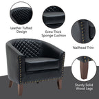 Lot de 2 chaises d'appoint tonneau en cuir vegan de 29 W avec garniture cloutée