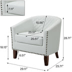 Lot de 2 chaises d'appoint tonneau en cuir vegan de 29 W avec garniture cloutée