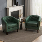 Lot de 2 chaises d'appoint tonneau en cuir vegan de 29 W avec garniture cloutée