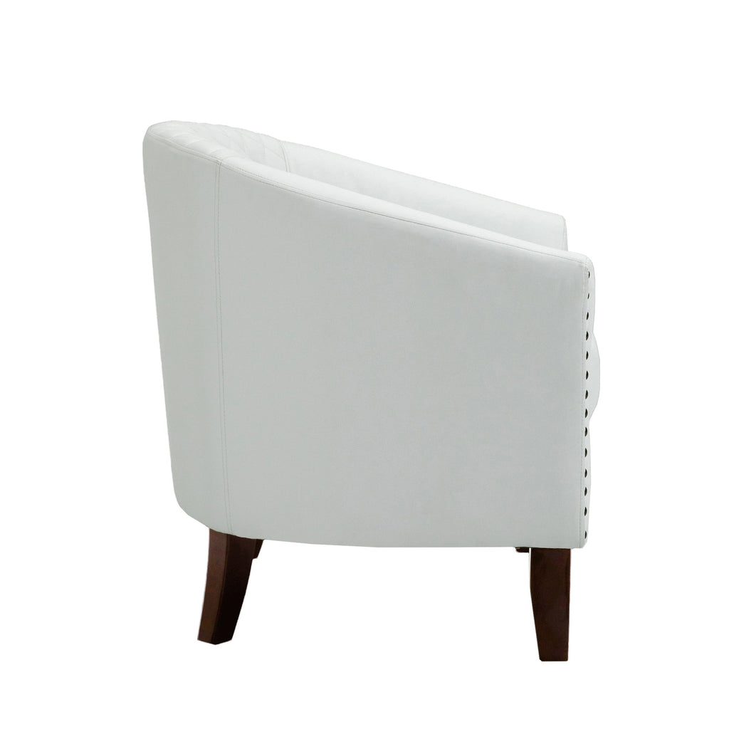Lot de 2 chaises d'appoint tonneau en cuir vegan de 29 W avec garniture cloutée