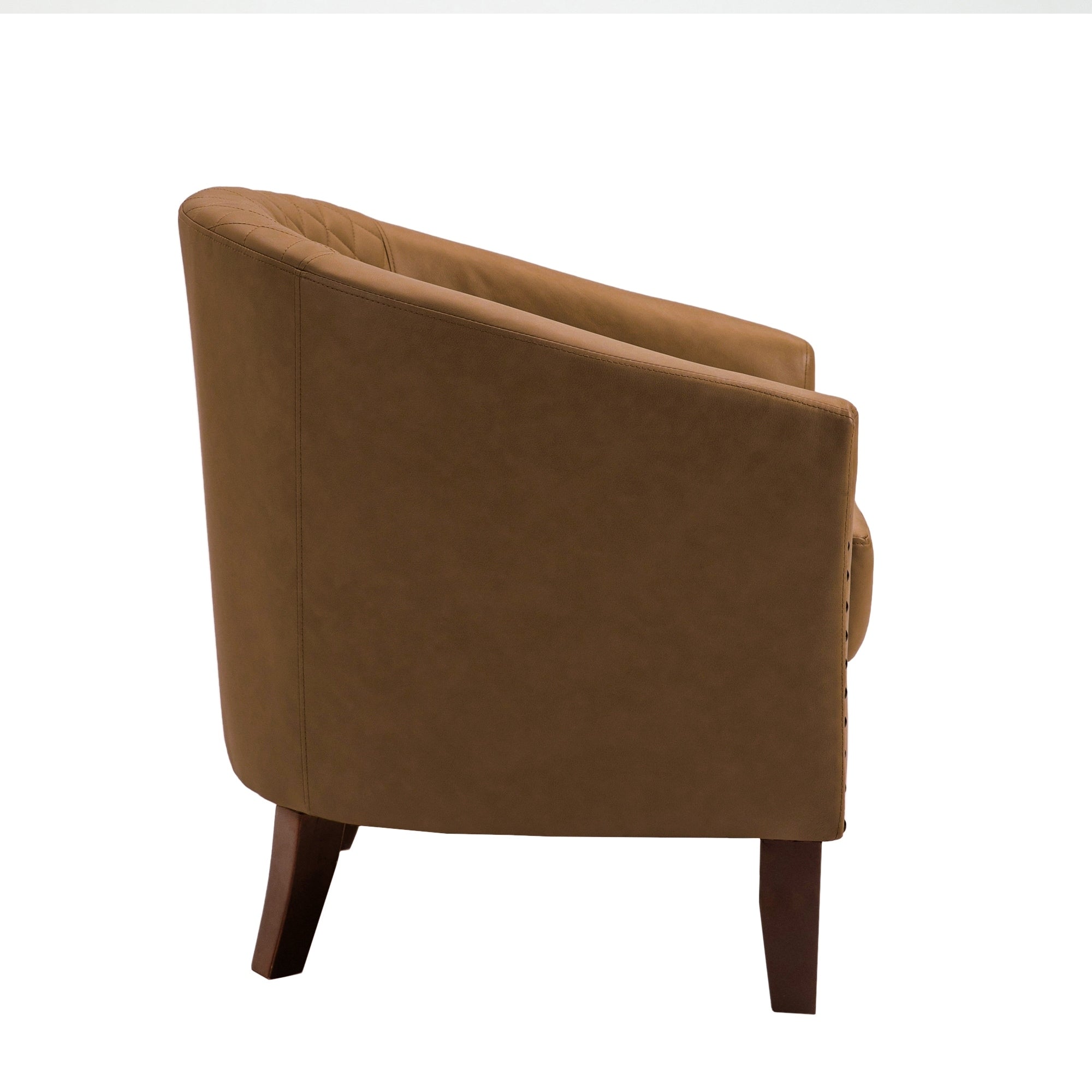 Lot de 2 chaises d'appoint tonneau en cuir vegan de 29 W avec garniture cloutée