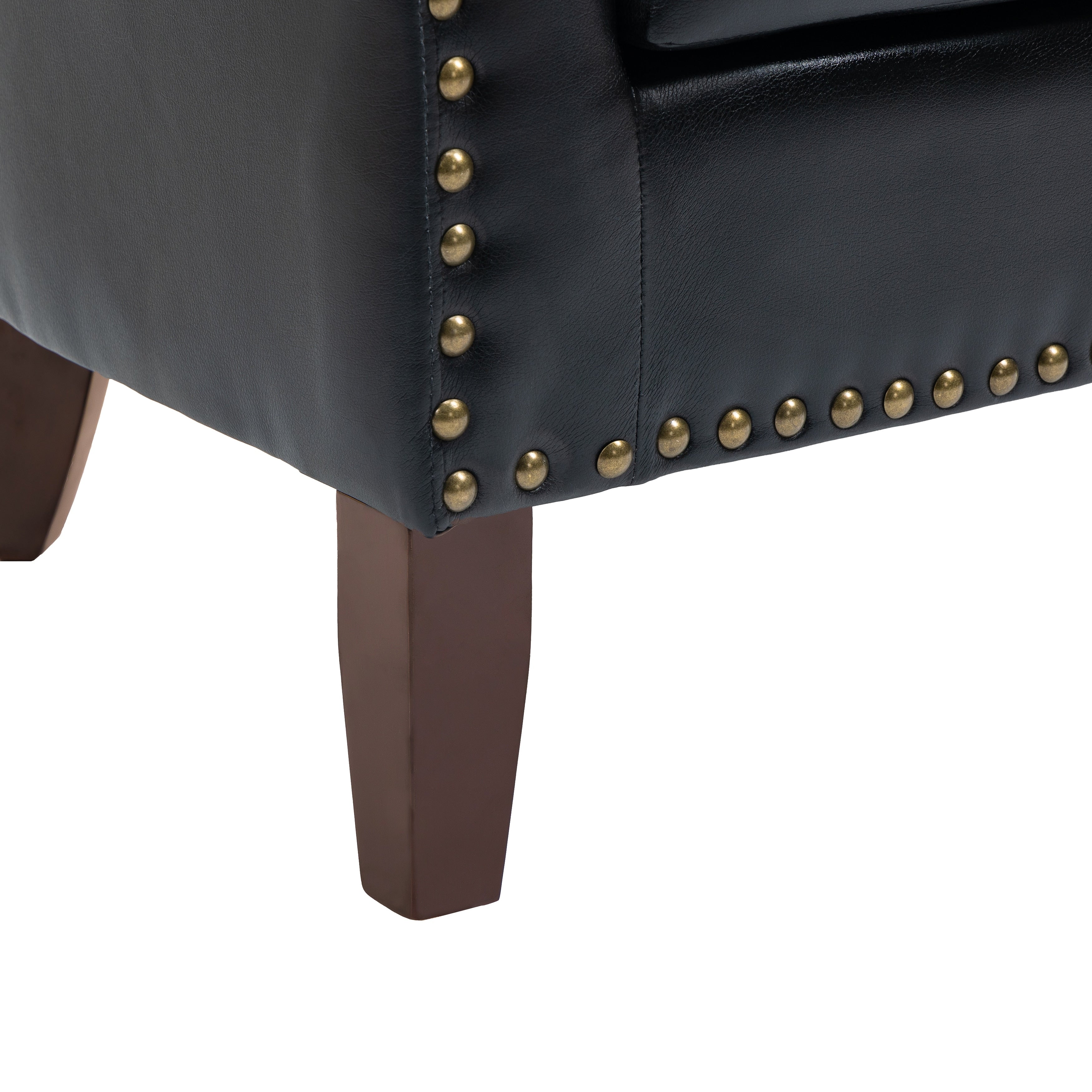Lot de 2 chaises d'appoint tonneau en cuir vegan de 29 W avec garniture cloutée