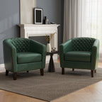 Lot de 2 chaises d'appoint tonneau en cuir vegan de 29 W avec garniture cloutée