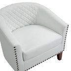 Lot de 2 chaises d'appoint tonneau en cuir vegan de 29 W avec garniture cloutée