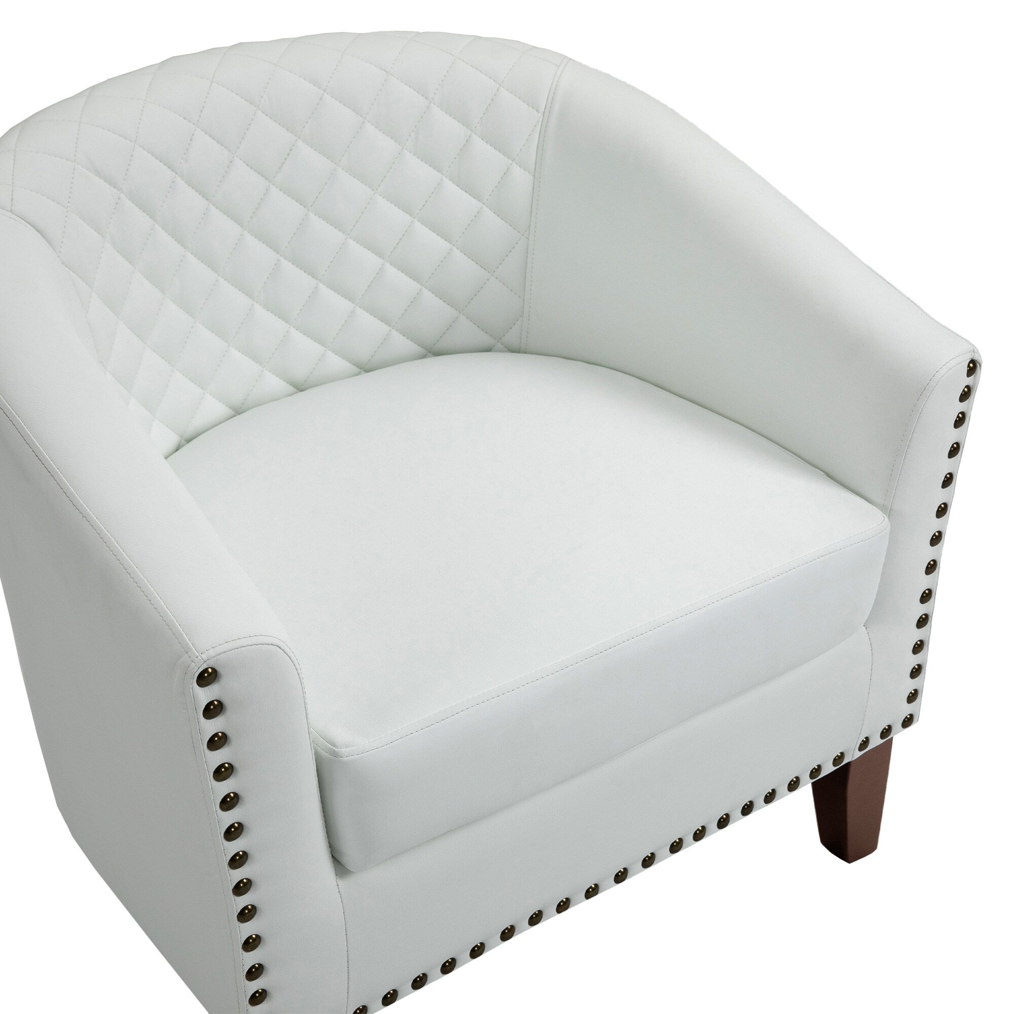 Lot de 2 chaises d'appoint tonneau en cuir vegan de 29 W avec garniture cloutée