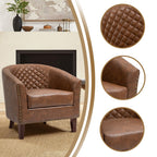 Lot de 2 chaises d'appoint tonneau en cuir vegan de 29 W avec garniture cloutée