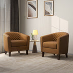 Lot de 2 chaises d'appoint tonneau en cuir vegan de 29 W avec garniture cloutée
