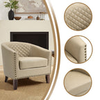 Lot de 2 chaises d'appoint tonneau en cuir vegan de 29 W avec garniture cloutée
