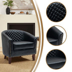 Lot de 2 chaises d'appoint tonneau en cuir vegan de 29 W avec garniture cloutée