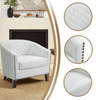 Lot de 2 chaises d'appoint tonneau en cuir vegan de 29 W avec garniture cloutée