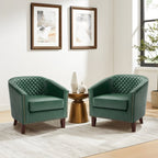 Lot de 2 chaises d'appoint tonneau en cuir vegan de 29 W avec garniture cloutée