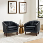 Lot de 2 chaises d'appoint tonneau en cuir vegan de 29 W avec garniture cloutée