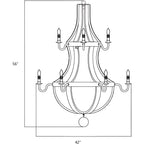 Lustre à 12 lumières en forme de tonneau à vin de style campagnard français à deux niveaux