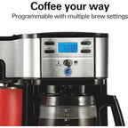 Cafetière 2 voies 12 tasses et doseur individuel, carafe en verre, pause et versement automatiques, noir