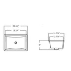 Lavabo de salle de bain rectangulaire en céramique et porcelaine de style européen de 20-3/4 pouces sous plan