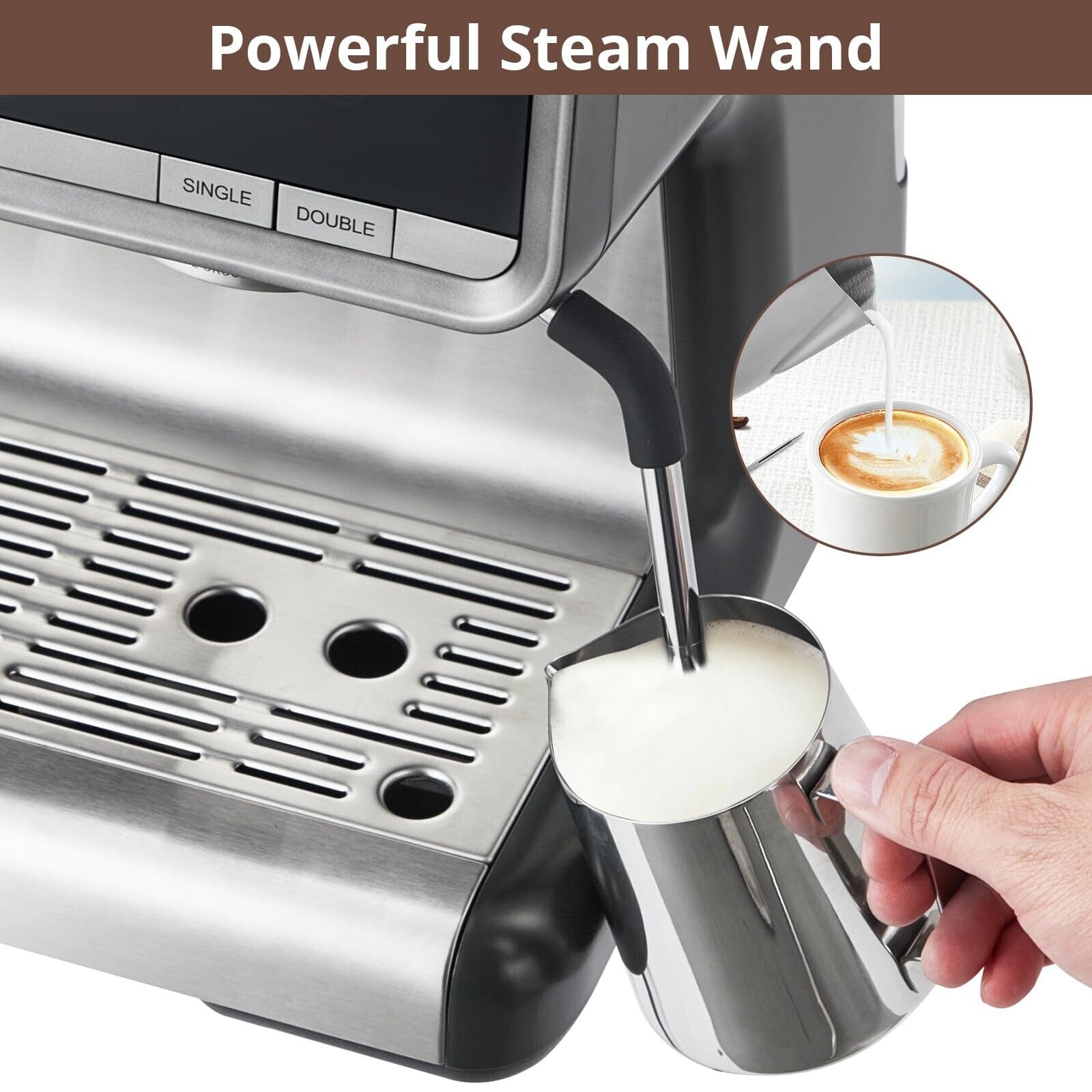 Cafetière expresso automatique 20 bars avec mousseur à lait pour barista à domicile