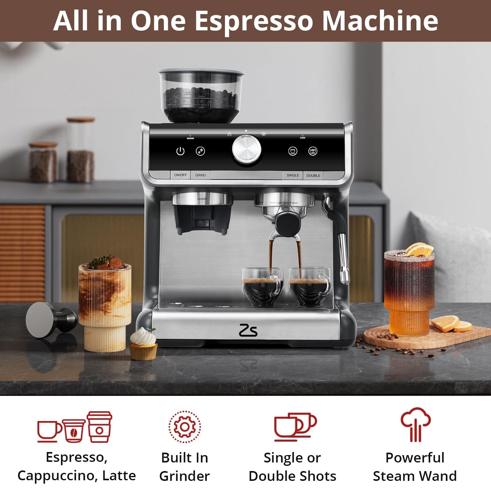 Cafetière expresso automatique 20 bars avec mousseur à lait pour barista à domicile