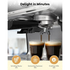 Machine à expresso semi-automatique 20 bars avec moulin et mousseur à lait