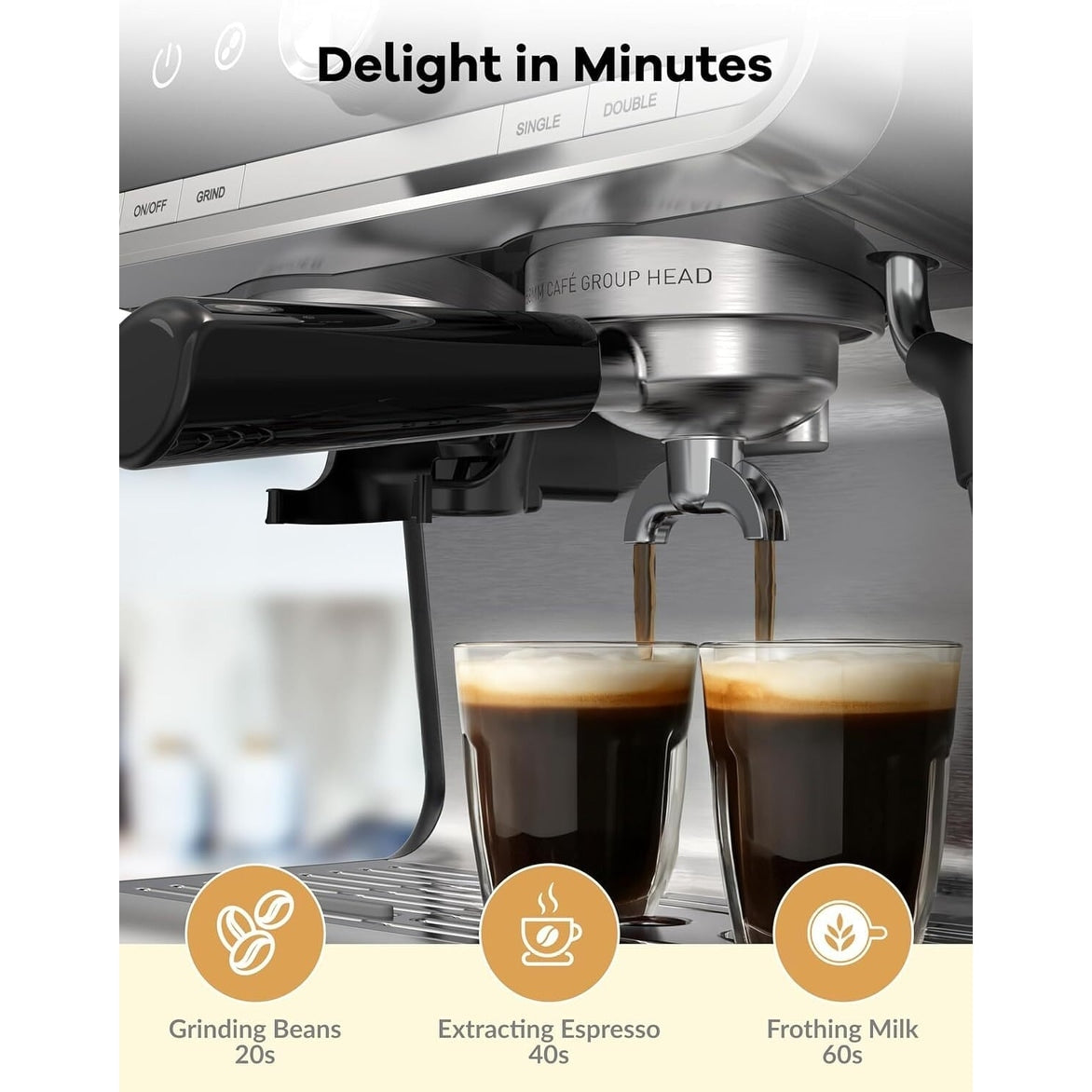 Machine à expresso semi-automatique 20 bars avec moulin et mousseur à lait