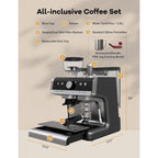 Machine à expresso semi-automatique 20 bars avec moulin et mousseur à lait